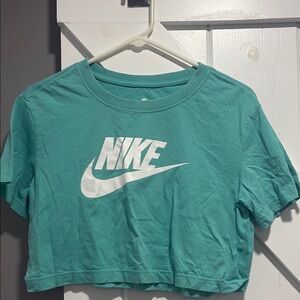 Nike Aqua Crop Top with White Logo